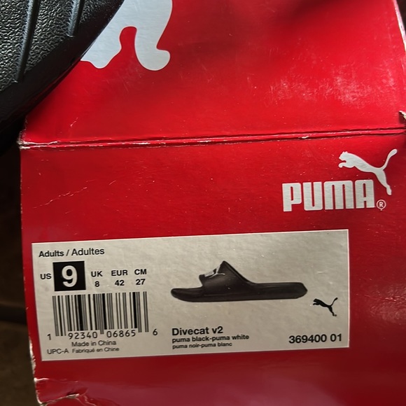 Puma Divecat v2 Slide 'Black/ White UNISEX Women size 9 - Picture 5 of 5